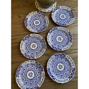 Antique 1928 A.G. Harley Jones ‘Wilton Lily’ Pattern China 8 1/4” Bread Plates